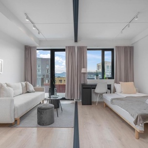 Sleek 1BD Apt with Sea View